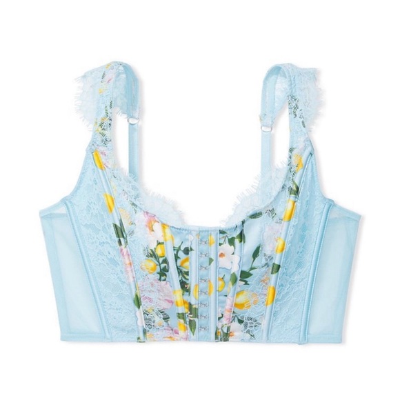 Dream Angels Lace Unlined Corset Bra Top lemon Print baby blue small DD NWT - Picture 3 of 11